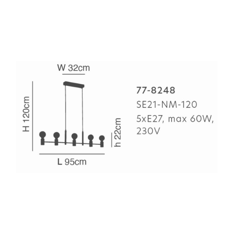 Φωτιστικό Οροφής Πολύφωτο Homelighting Adept 77-8248 Nickel Φωτιστικά Κρεμαστά Τραπεζαρίας Spitishop