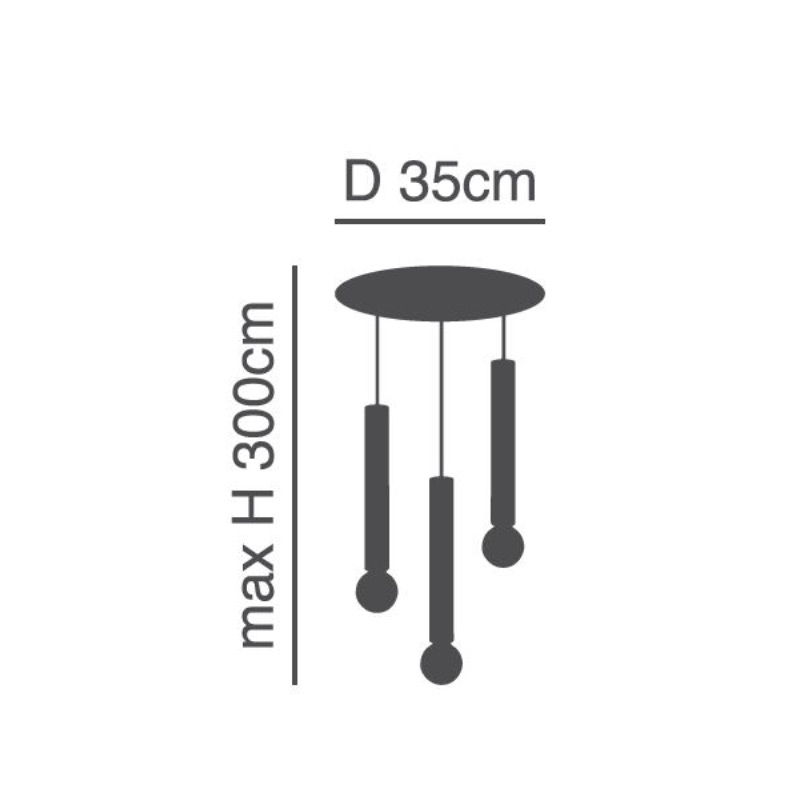 Φωτιστικό Οροφής Τρίφωτο Homelighting Adept Tube 77-8672 Black Φωτιστικά Κρεμαστά Spitishop