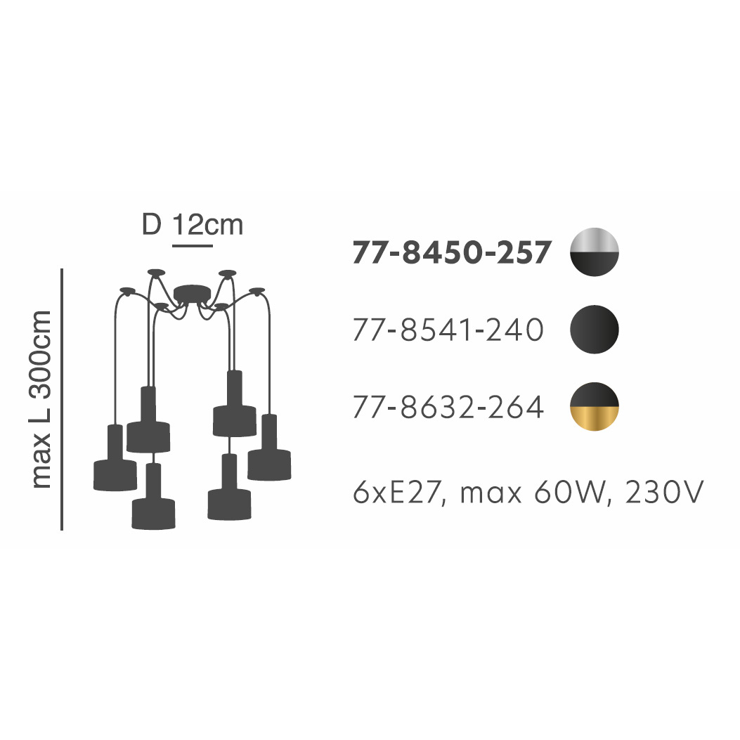 Φωτιστικό Οροφής Πολύφωτο Homelighting 77-8541 Black Φωτιστικά Κρεμαστά Τραπεζαρίας Spitishop