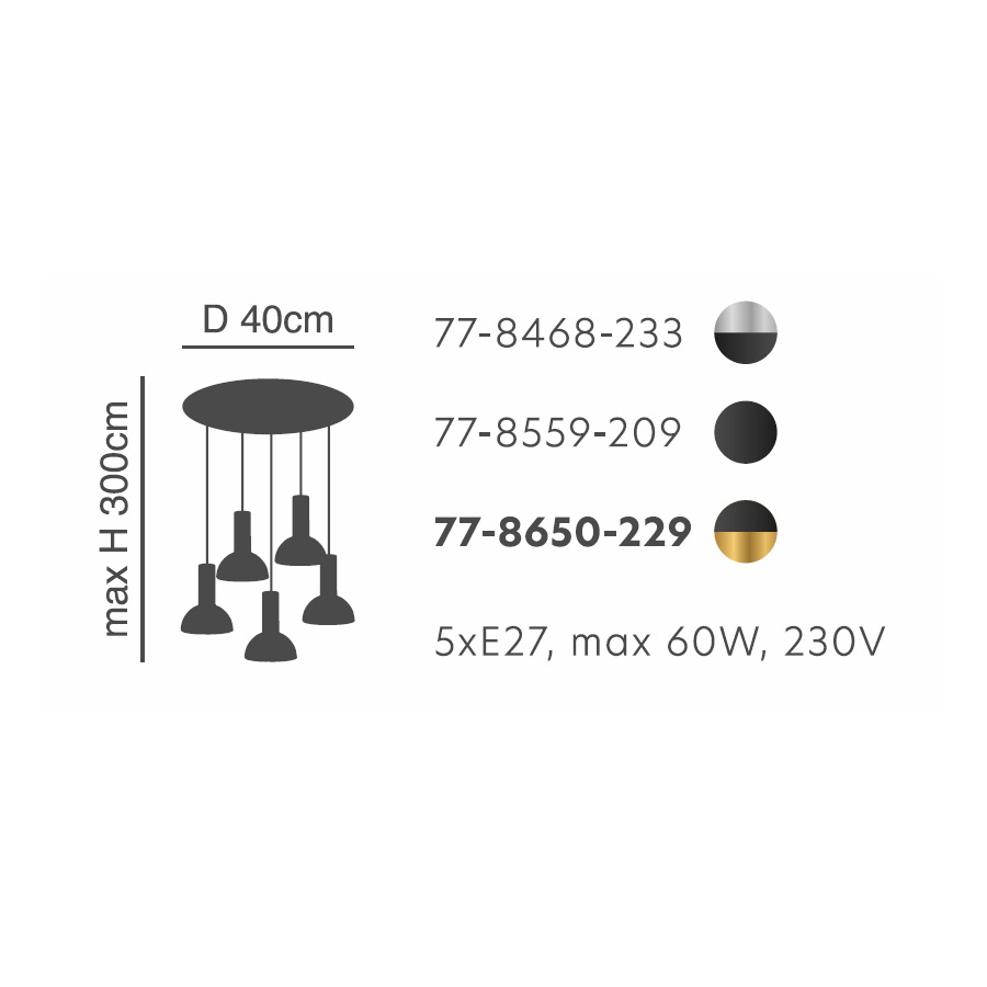 Φωτιστικό Οροφής Πολύφωτο Homelighting 77-8468 Nickel Black Φωτιστικά Κρεμαστά Τραπεζαρίας Spitishop