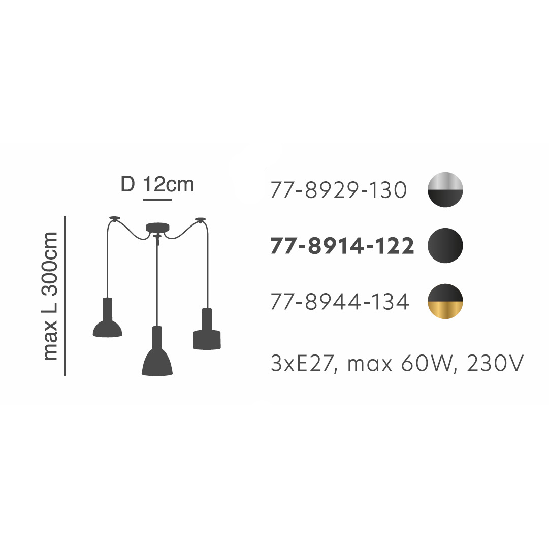 Φωτιστικό Οροφής Τρίφωτο Homelighting 77-8914 Flex Black Φωτιστικά Κρεμαστά Spitishop