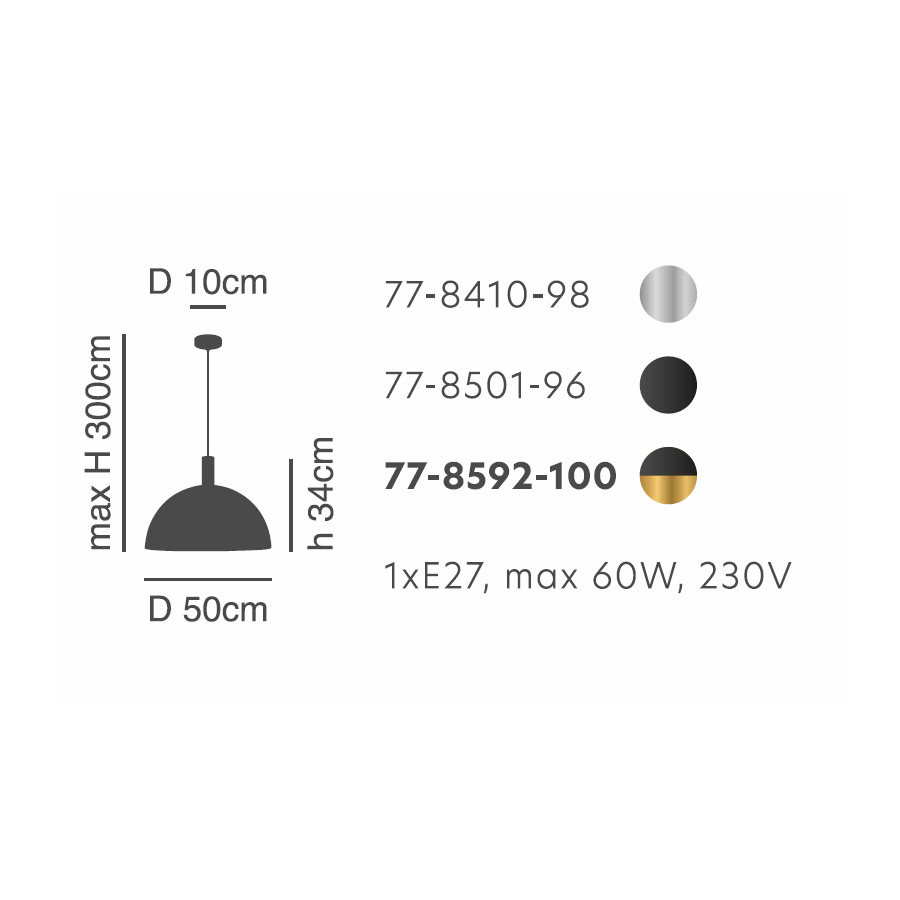 Φωτιστικό Οροφής Μονόφωτο Homelighting 77-8410 Nickel Black Φωτιστικά Κρεμαστά Spitishop