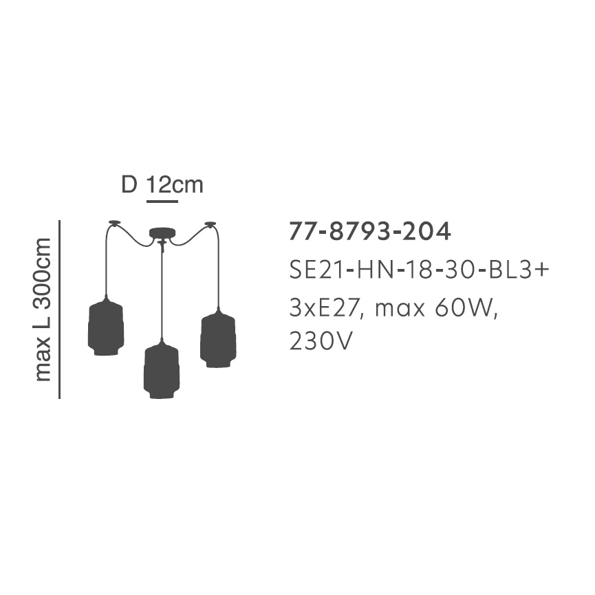 Φωτιστικό Οροφής Τρίφωτο Homelighting Gaby 77-8793 Honey Black Φωτιστικά Κρεμαστά Spitishop