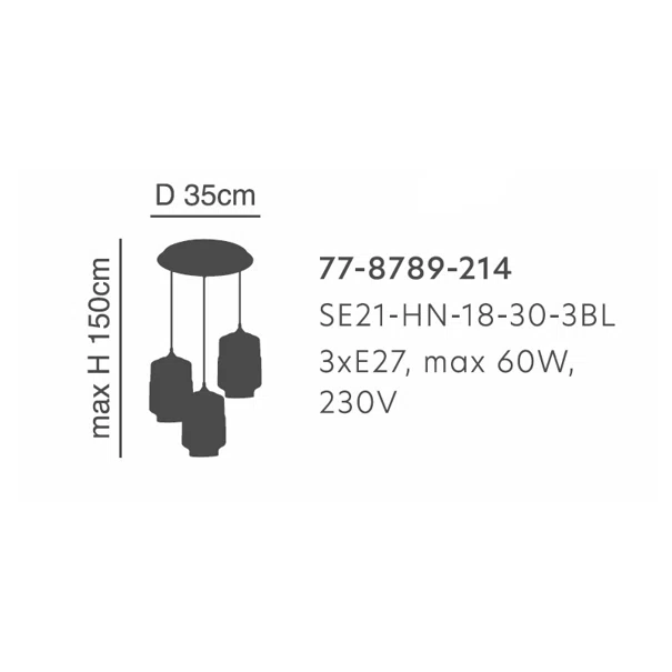 Φωτιστικό Οροφής Τρίφωτο Homelighting Gaby 77-8789 Honey/Black