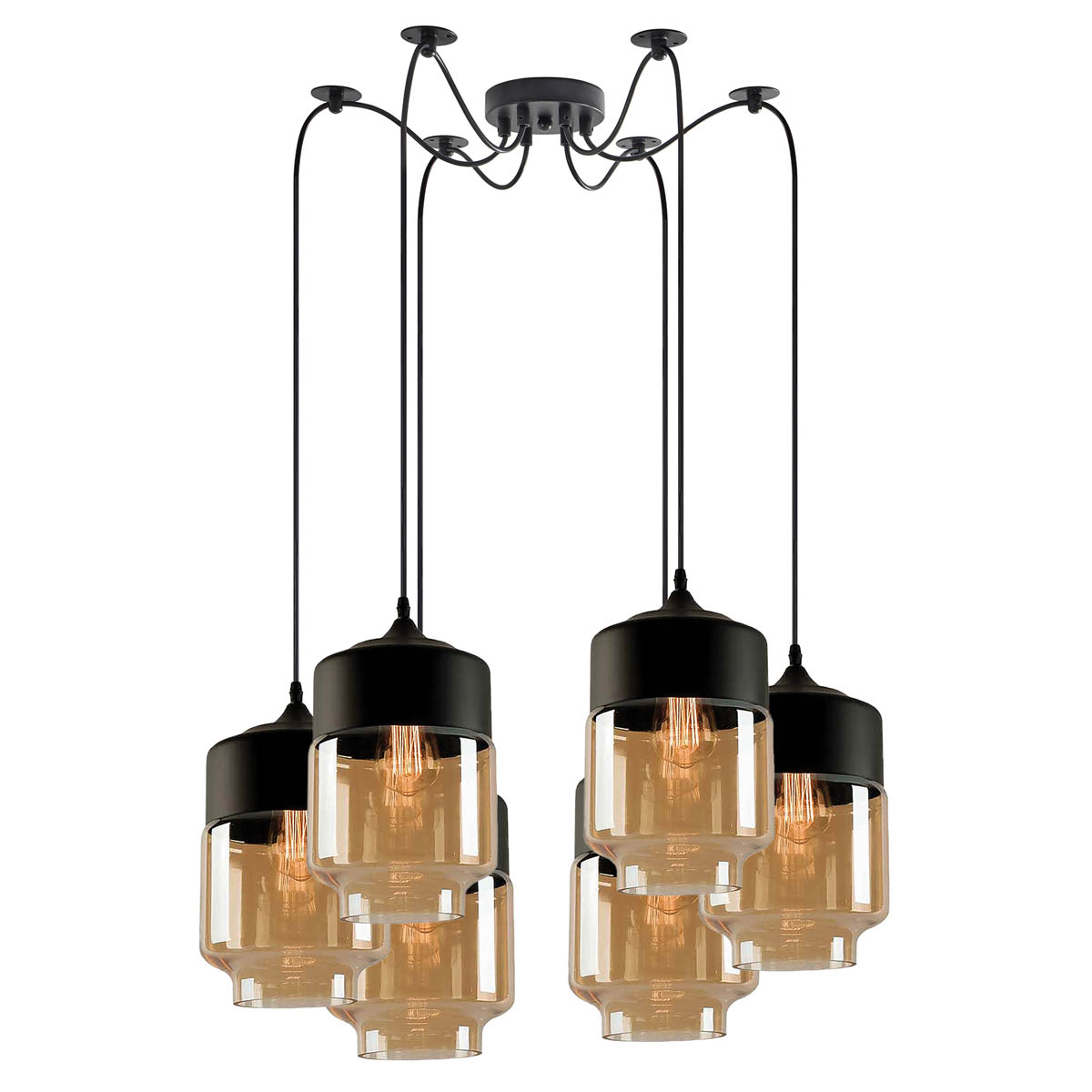Φωτιστικό Οροφής Πολύφωτο Homelighting Gaby 77-8792 Honey/Black