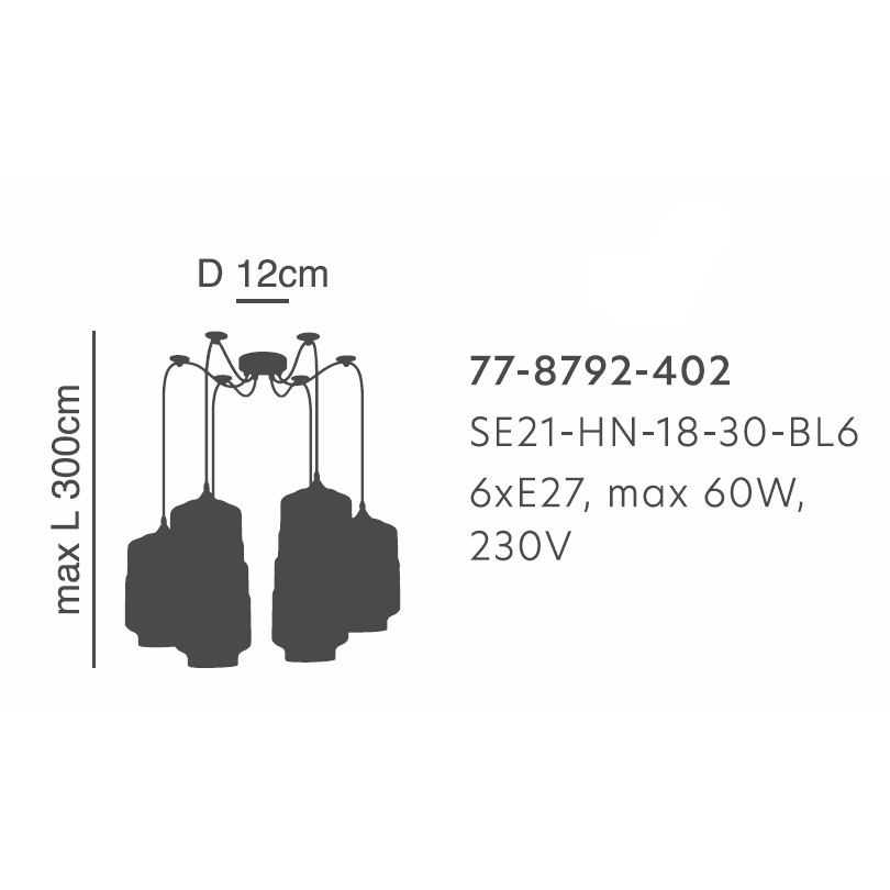 Φωτιστικό Οροφής Πολύφωτο Homelighting Gaby 77-8792 Honey Black Φωτιστικά Κρεμαστά Τραπεζαρίας Spitishop