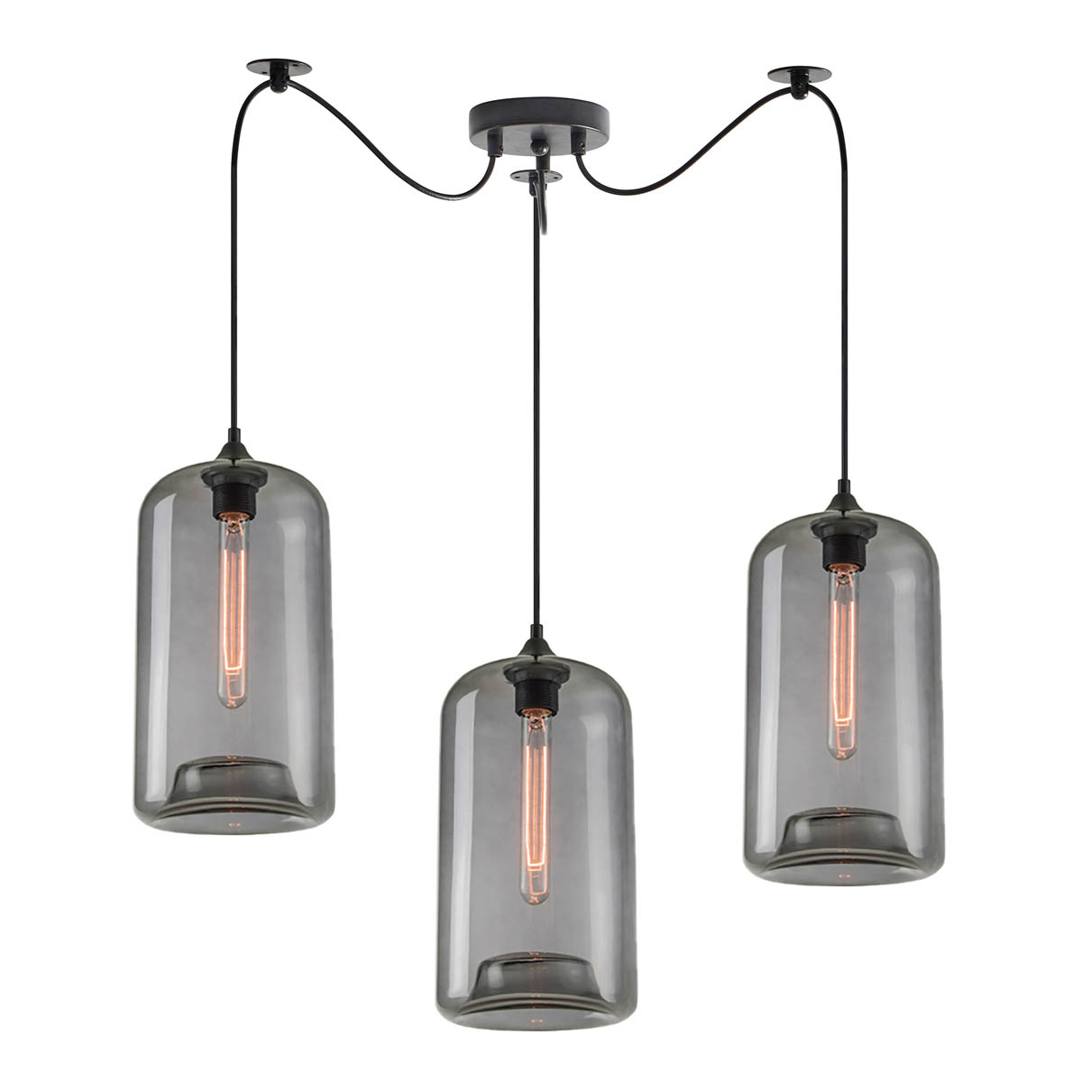Φωτιστικό Οροφής Τρίφωτο Homelighting Feint 77-8787 Smoked Glass