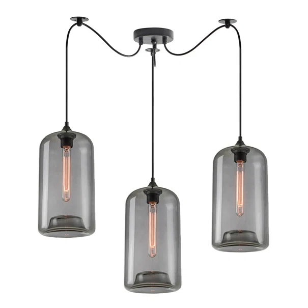 Φωτιστικό Οροφής Τρίφωτο Homelighting Feint 77-8787 Smoked Glass
