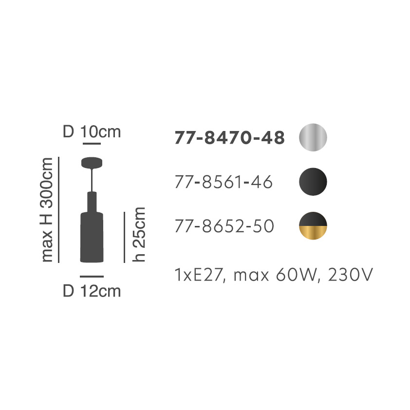 Φωτιστικό Οροφής Μονόφωτο Homelighting 77-8470 Nickel White Φωτιστικά Κρεμαστά Spitishop