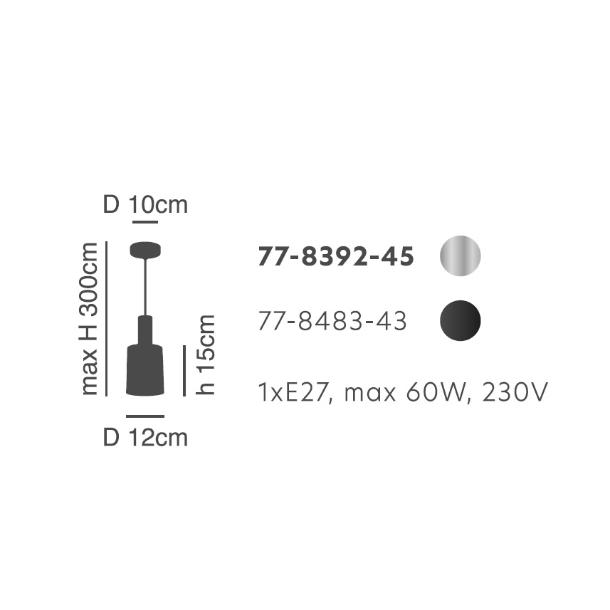 Φωτιστικό Οροφής Μονόφωτο Homelighting 77-8483 Black Smoked Φωτιστικά Κρεμαστά Spitishop