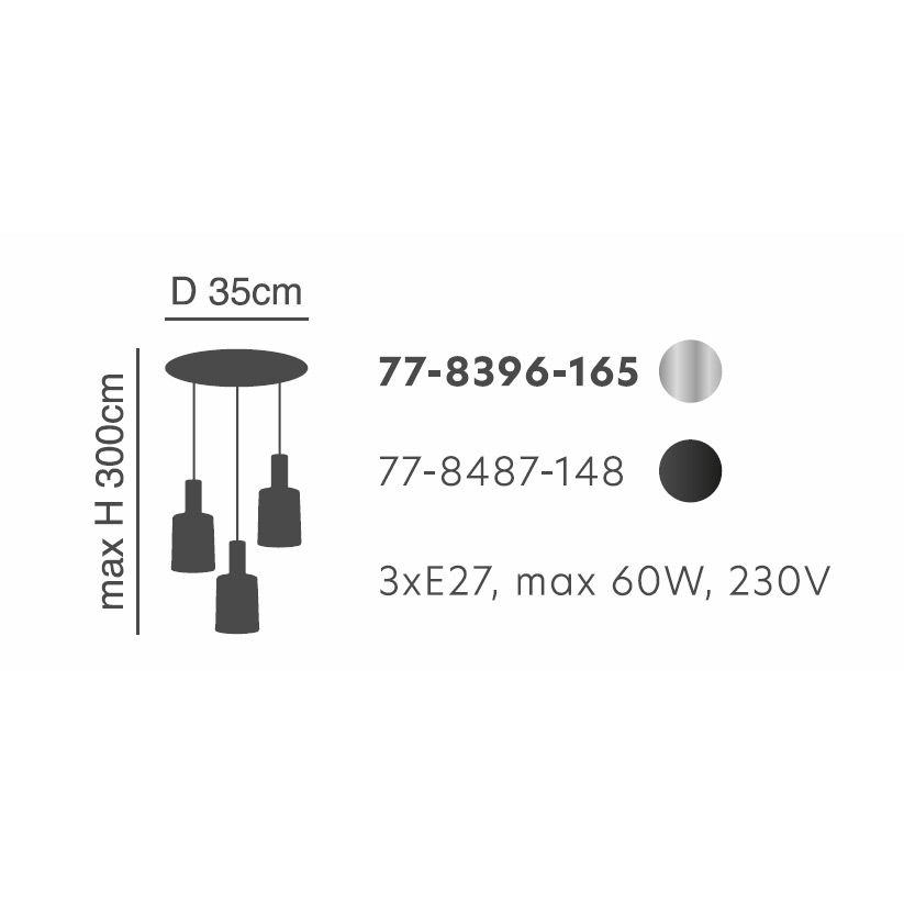 Φωτιστικό Οροφής Τρίφωτο Homelighting 77-8396 Nickel Smoked Φωτιστικά Κρεμαστά Spitishop