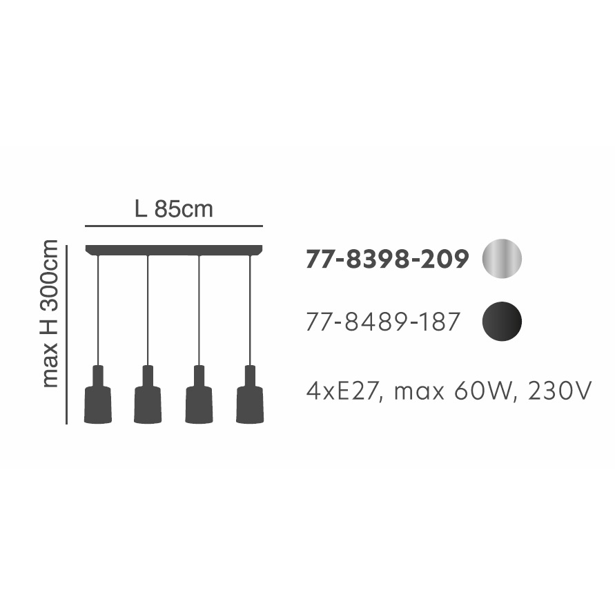 Φωτιστικό Οροφής Πολύφωτο Homelighting 77-8398 Nickel Smoked Φωτιστικά Κρεμαστά Τραπεζαρίας Spitishop