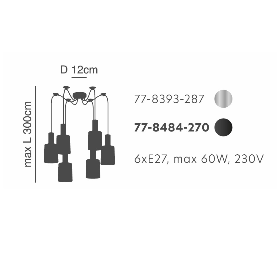 Φωτιστικό Οροφής Πολύφωτο Homelighting 77-8484 Black Smoked Φωτιστικά Κρεμαστά Τραπεζαρίας Spitishop