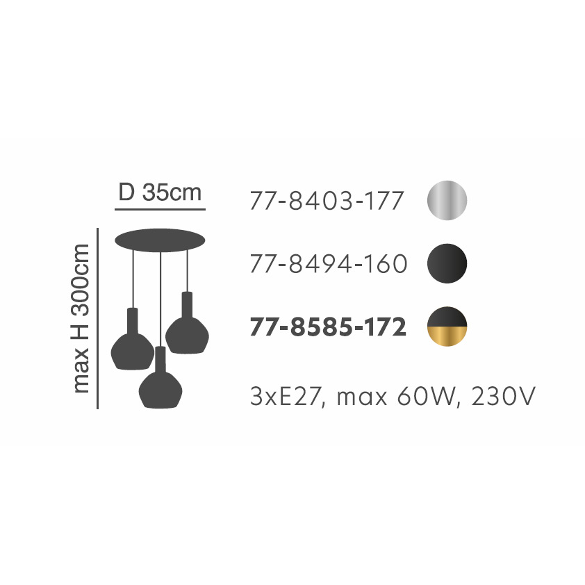 Φωτιστικό Οροφής Τρίφωτο Homelighting 77-8403 Nickel White Φωτιστικά Κρεμαστά Spitishop