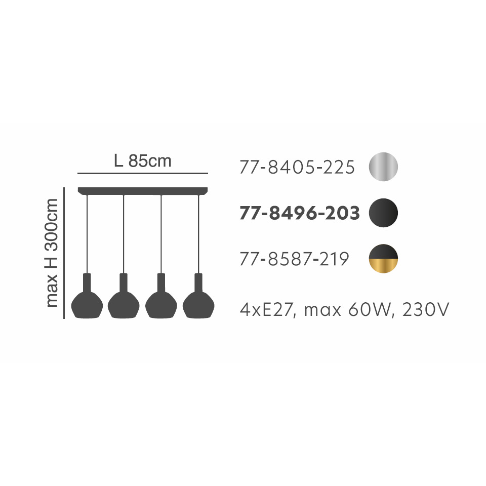 Φωτιστικό Οροφής Πολύφωτο Homelighting 77-8405 Nickel White Φωτιστικά Κρεμαστά Τραπεζαρίας Spitishop