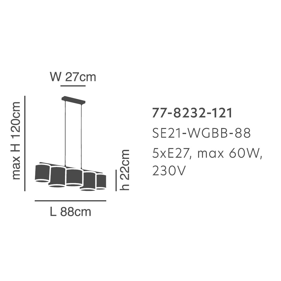 Φωτιστικό Οροφής Πολύφωτο Homelighting Cozy 77-8232 Φωτιστικά Κρεμαστά Τραπεζαρίας Spitishop