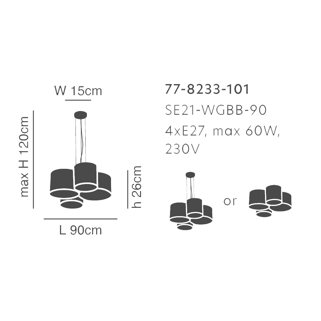 Φωτιστικό Οροφής Πολύφωτο Homelighting Cozy 77-8233 Φωτιστικά Κρεμαστά Τραπεζαρίας Spitishop