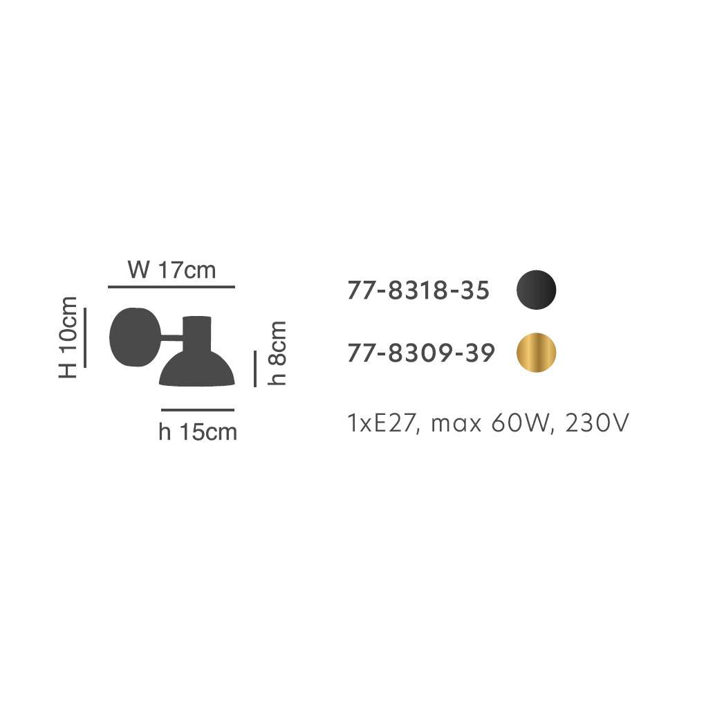 Απλίκα Τοίχου Homelighting 77-8309 Gold Black Φωτιστικά Μοντέρνα Spitishop
