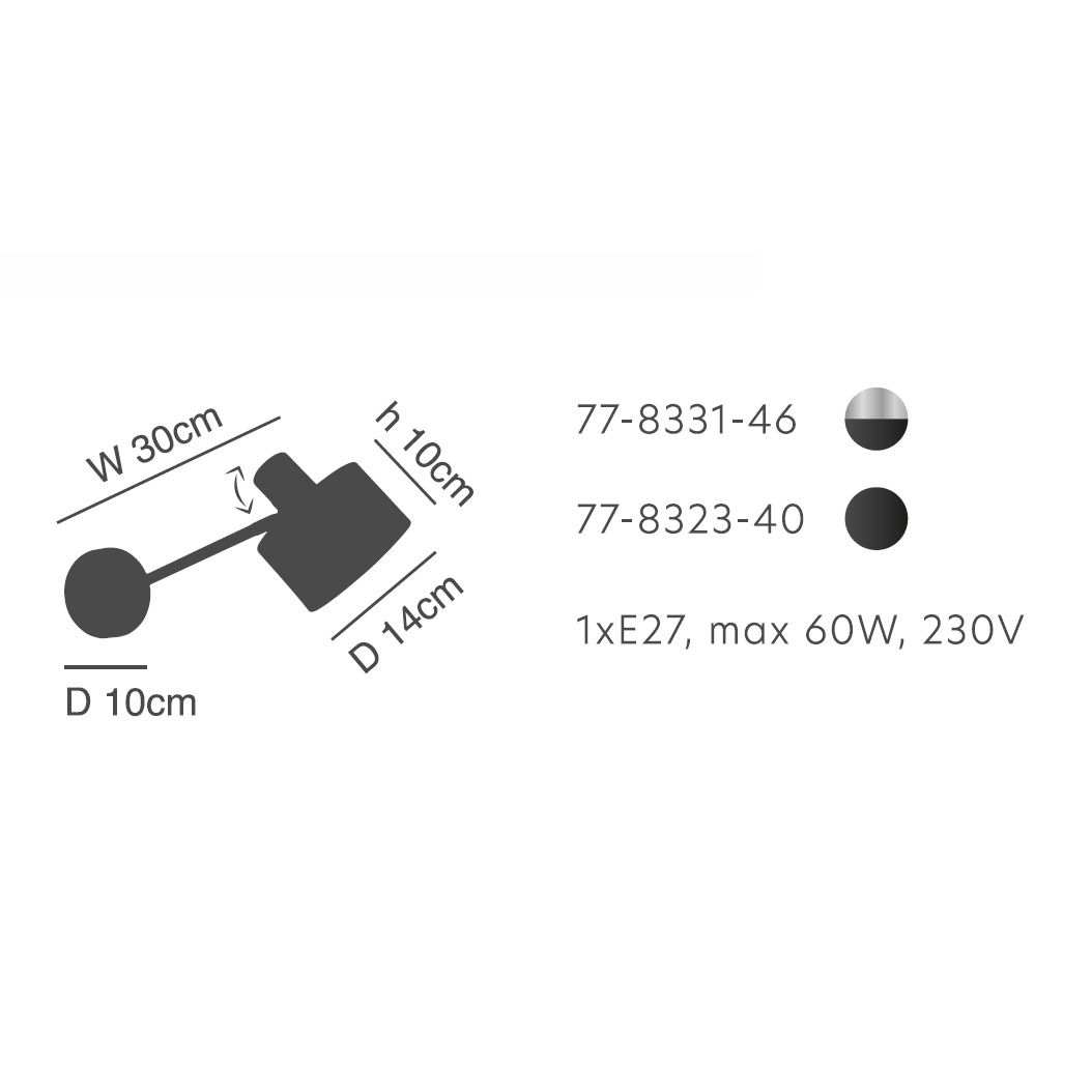 Απλίκα Τοίχου Homelighting 77-8323 Black Φωτιστικά Μοντέρνα Spitishop