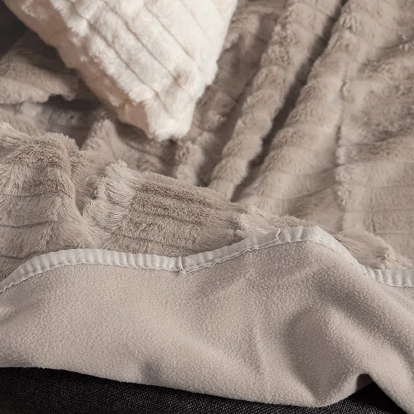 Ριχτάρι Πολυθρόνας Γούνινο (180x180) Silk Fashion Stripe Beige