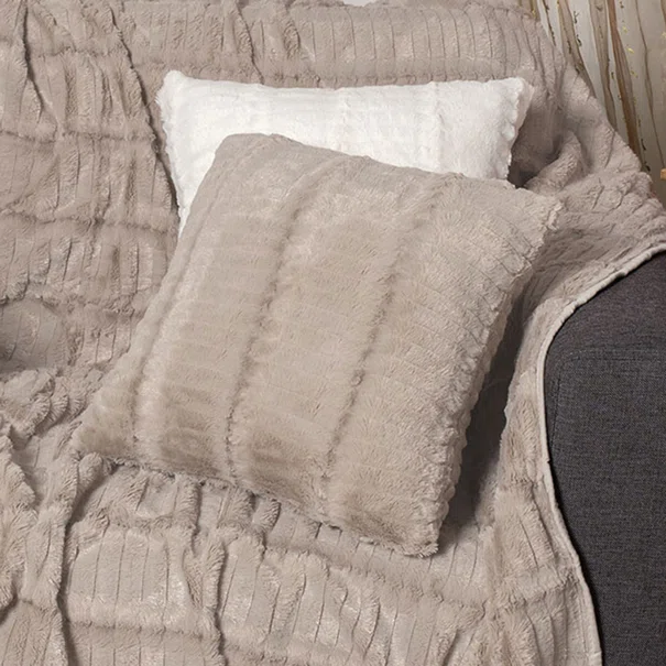 Διακοσμητική Μαξιλαροθήκη Γούνινη (45x45) Silk Fashion Stripe Beige