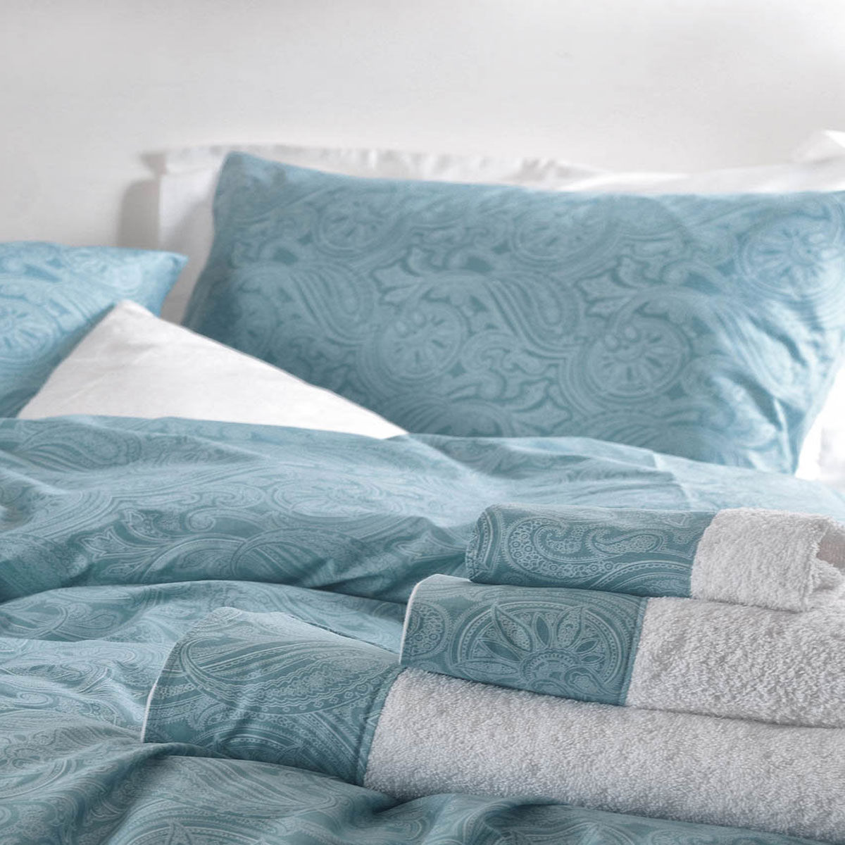Σεντόνια King Size (Σετ) Rythmos Diva Charisma Turquoise Λευκά Είδη Κρεβατοκάμαρας Σετ Βαμβακερά Spitishop