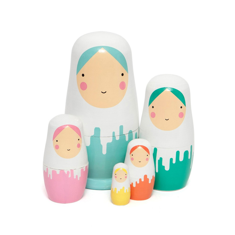 Ξύλινο Παιχνίδι Μπάμπουσκες (Σετ 5τμχ) Petit Monkey Dripped Dolls PTM-ND6