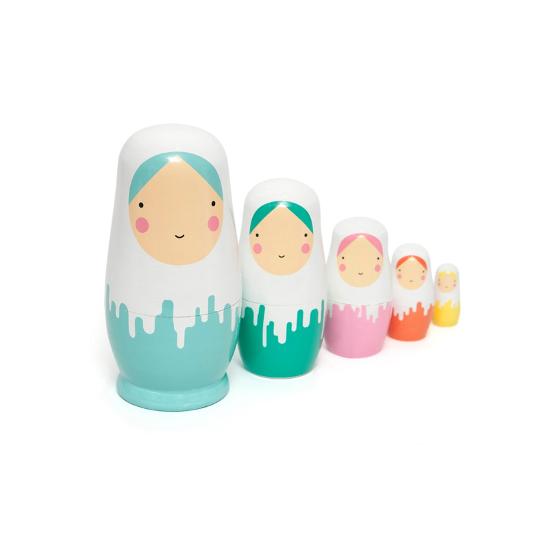 Ξύλινο Παιχνίδι Μπάμπουσκες (Σετ 5τμχ) Petit Monkey Dripped Dolls PTM-ND6