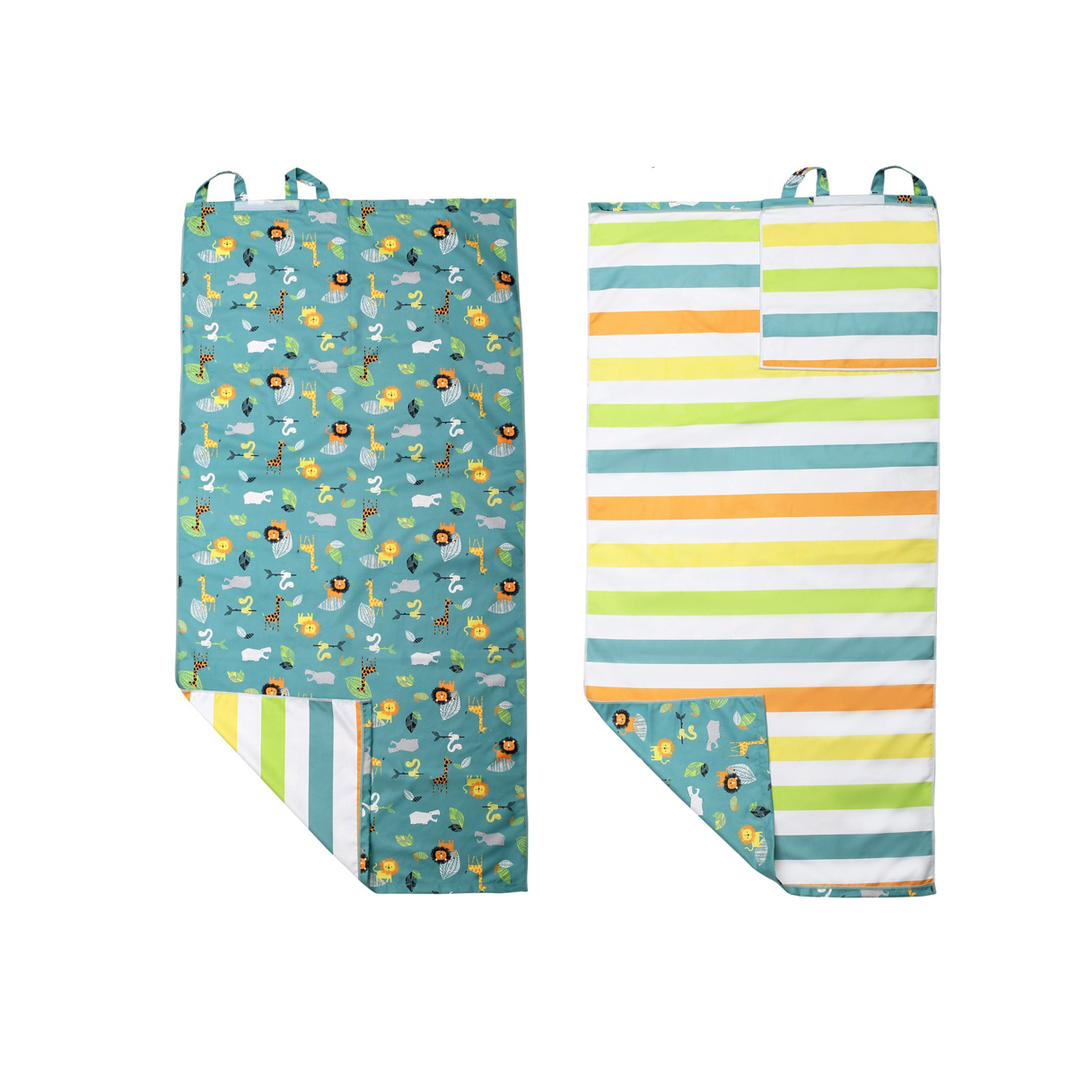 Παιδική Πετσέτα Θαλάσσης Microfiber 2 Όψεων (71x145) FlapjackKids Green Zoo