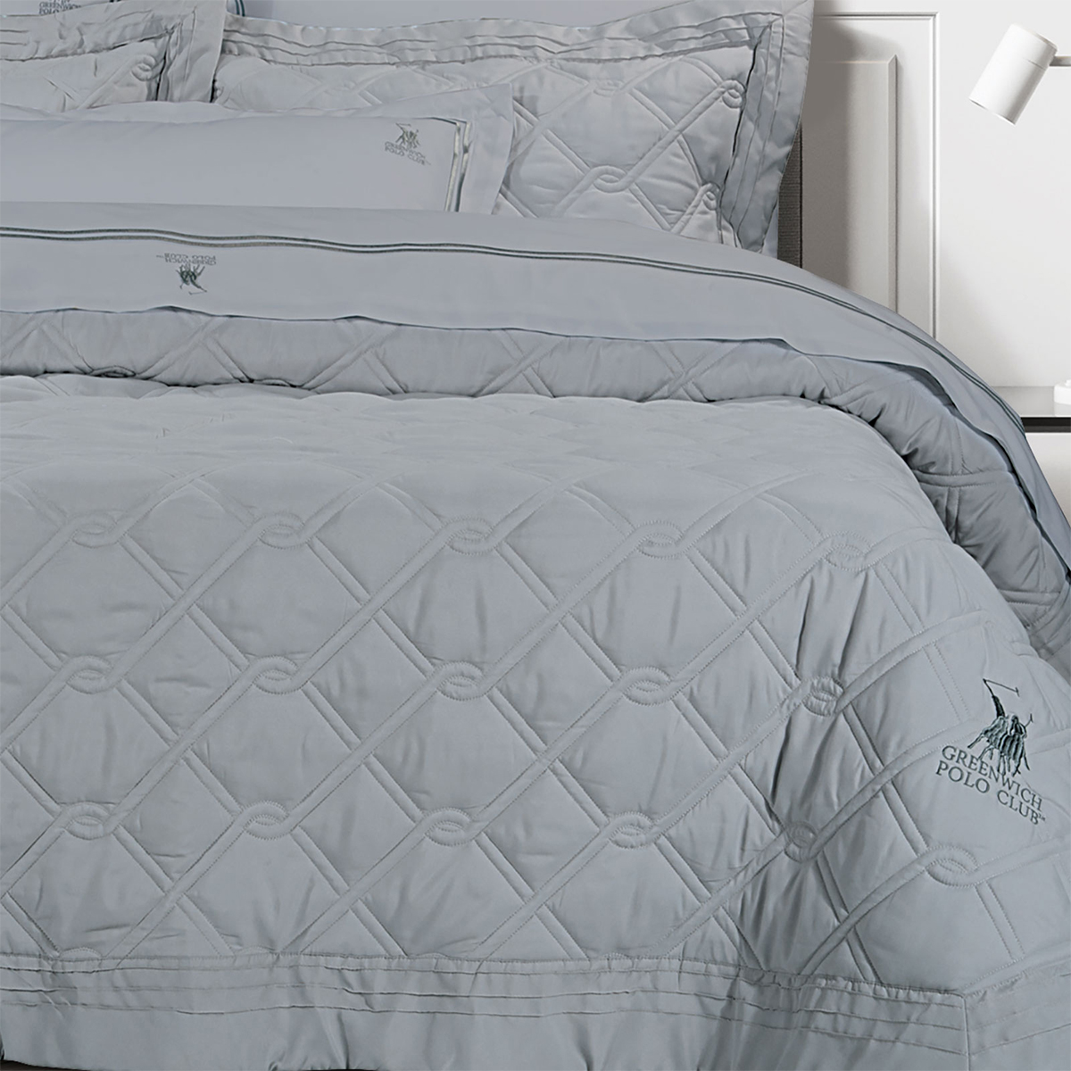 Κουβερλί Υπέρδιπλο (Σετ 220x240) Greenwich Polo Club 3D Solid 2163 Grey