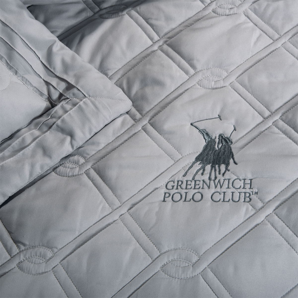 Κουβερλί Υπέρδιπλο (Σετ 220X240) Greenwich Polo Club 3D Solid 2163 Grey Λευκά Είδη Κρεβατοκάμαρας Υπέρδιπλα Spitishop