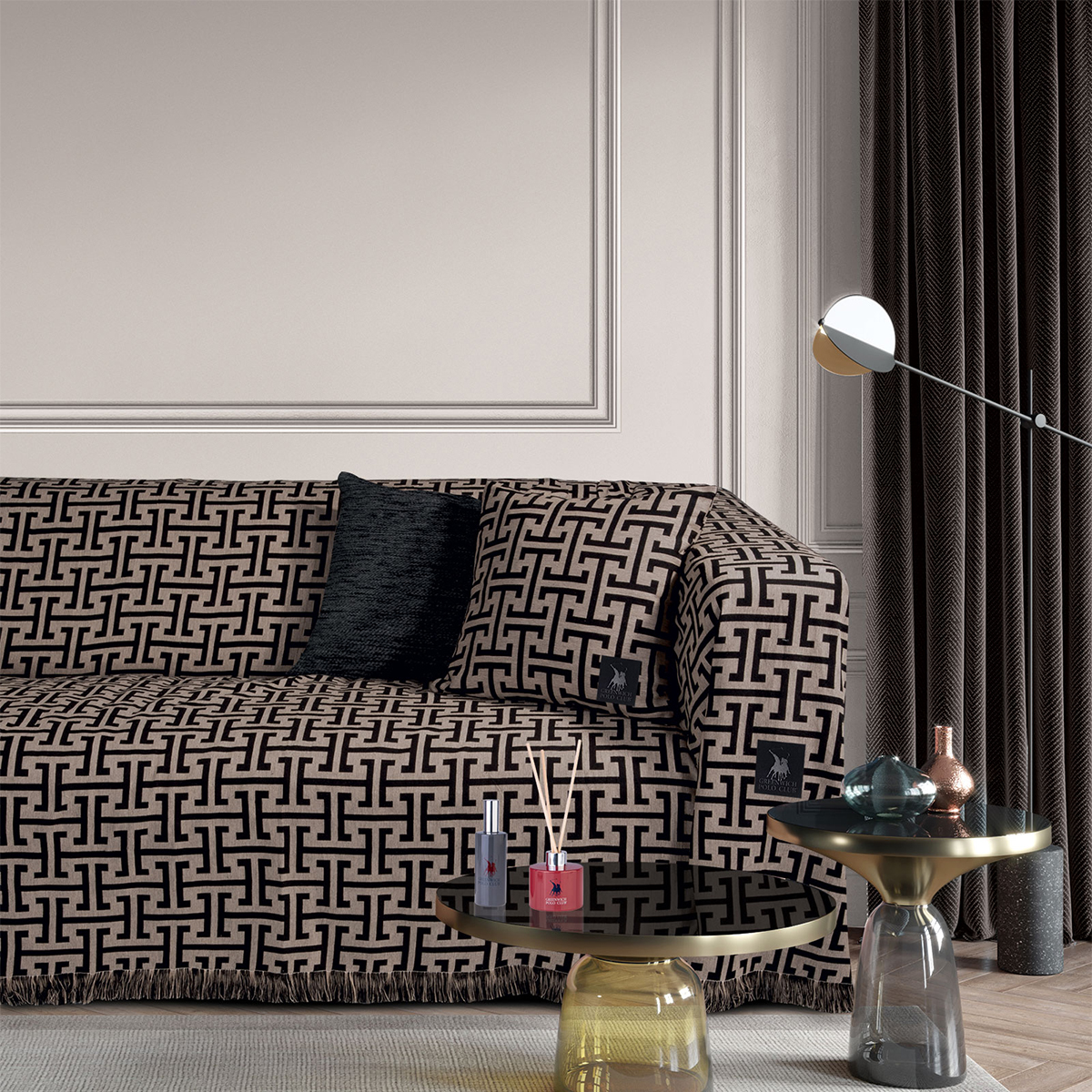 Διακοσμητικό Μαξιλάρι (40X40) Greenwich Polo Club 3902 Beige-Black Λευκά Είδη Σαλονιού Μαξιλάρια Διακοσμητικά Τετράγωνα Spitishop