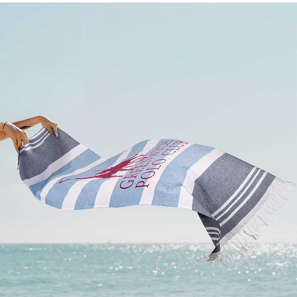 Παρεό (80X170) Greenwich Polo Club Beach 3843 Blue Θαλάσσης Spitishop