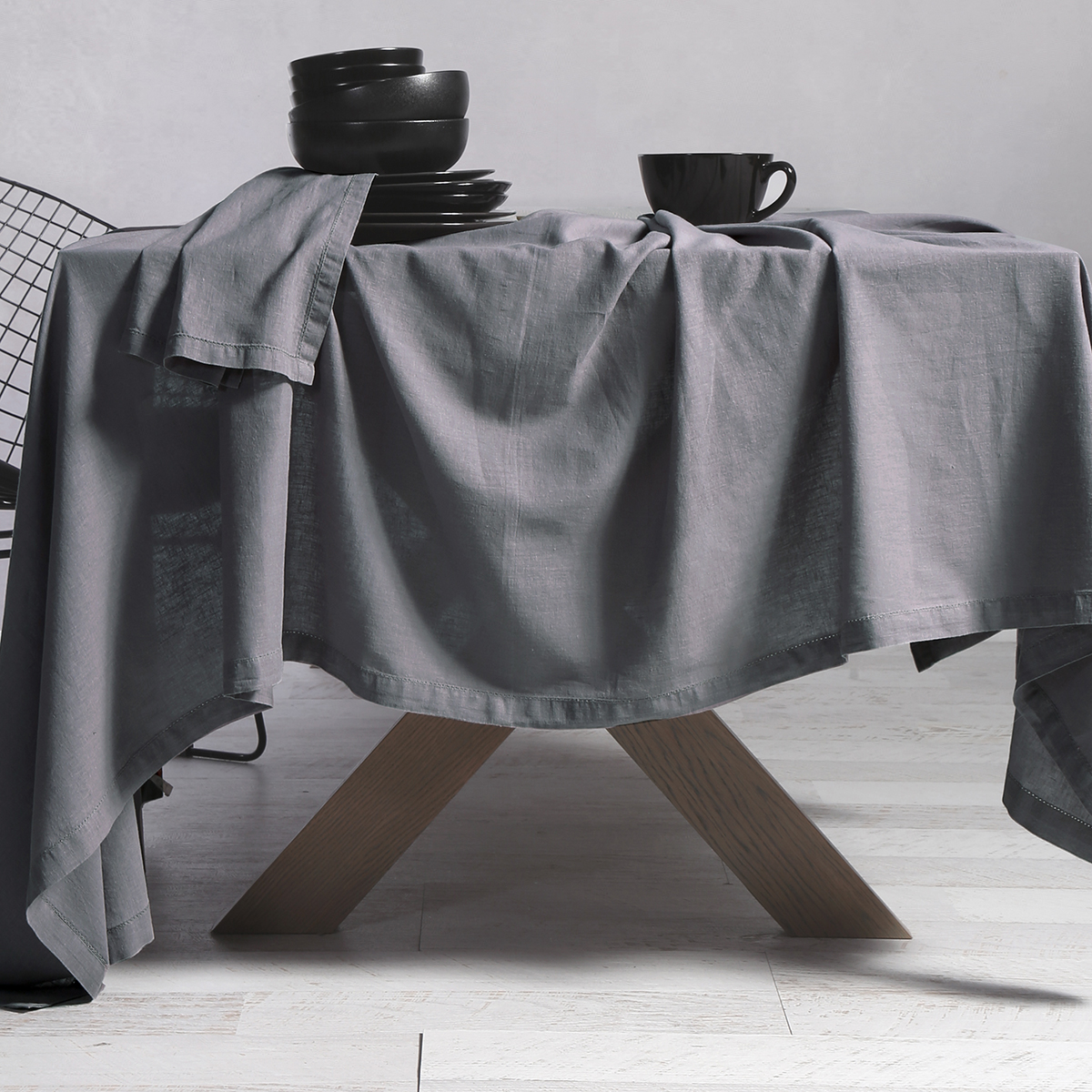 Τραπεζομάντηλο (150x250) Nef-Nef Homeware Cotton Linen Grey