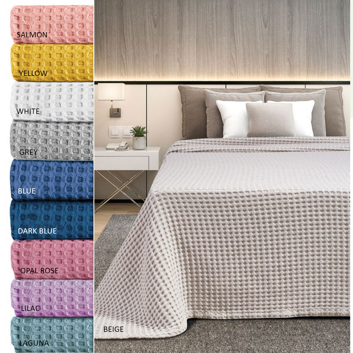 Κουβέρτα Πικέ Υπέρδιπλη (230x240) AdamHome Waffle SS2023 Grey