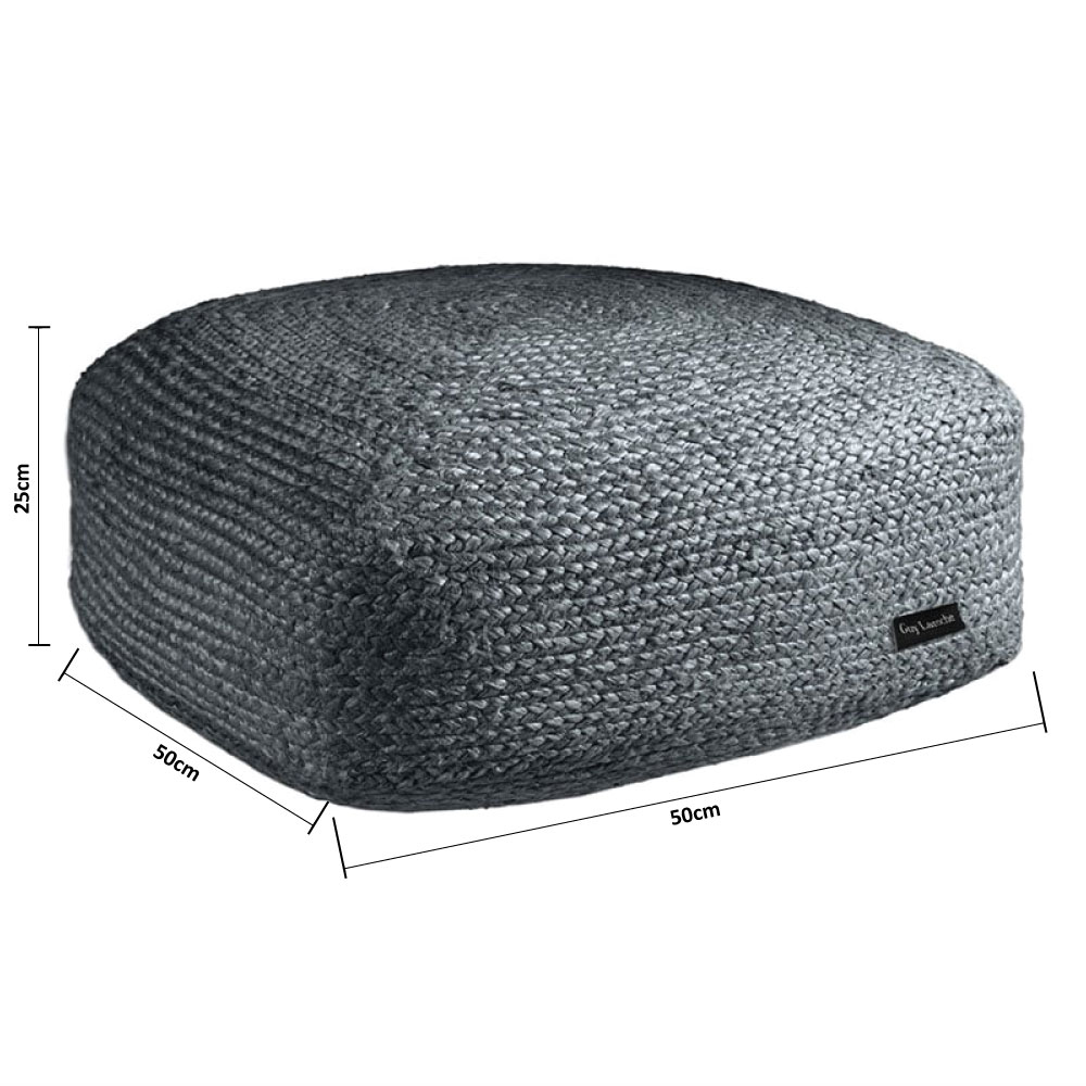 Πουφ (50X50X25) Guy Laroche Boho Anthracite Έπιπλα Σαλονιού Spitishop