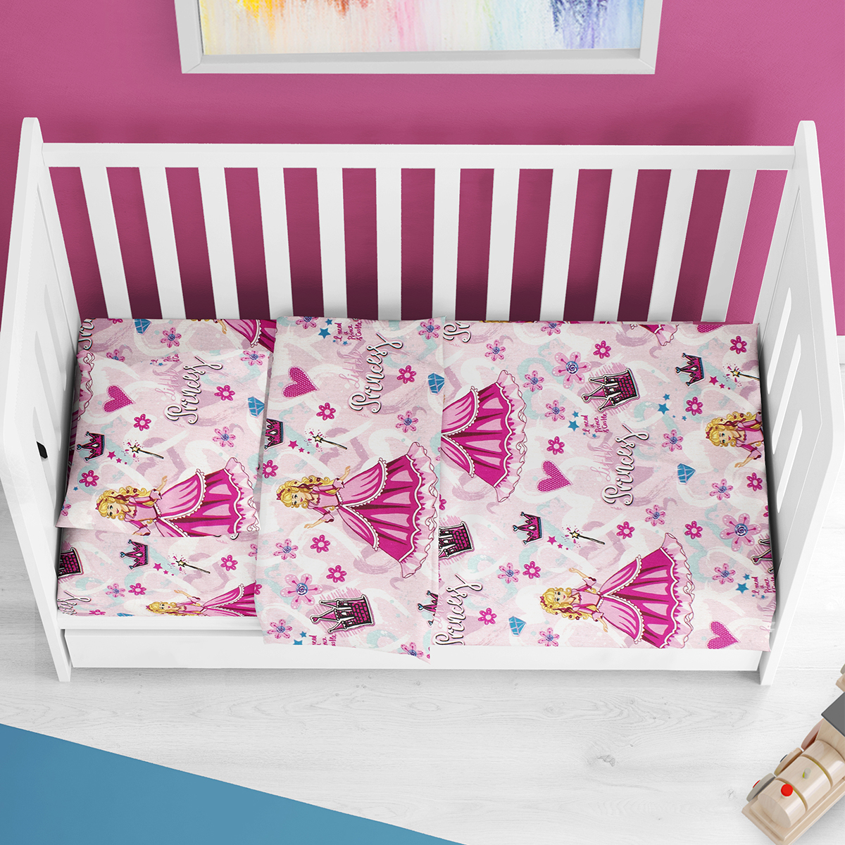 Σεντόνι Κούνιας Με Λάστιχο (70x140+15) Dimcol Princess 390 Pink
