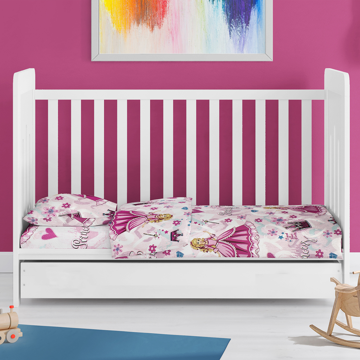 Σεντόνι Κούνιας Με Λάστιχο (70x140+15) Dimcol Princess 390 Pink