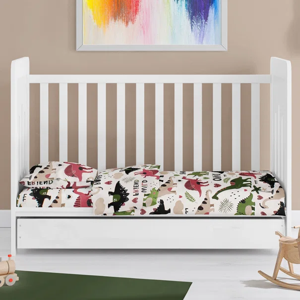 Σεντόνι Λίκνου (80x110) Dimcol Dinosaur 518 Multi Colour