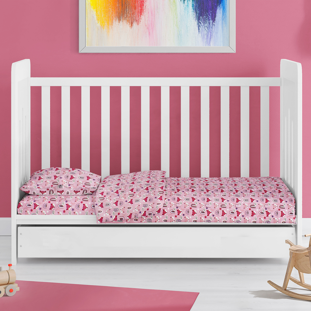 Σεντόνι Κούνιας Με Λάστιχο (70x140+15) Dimcol Fox 525 Pink