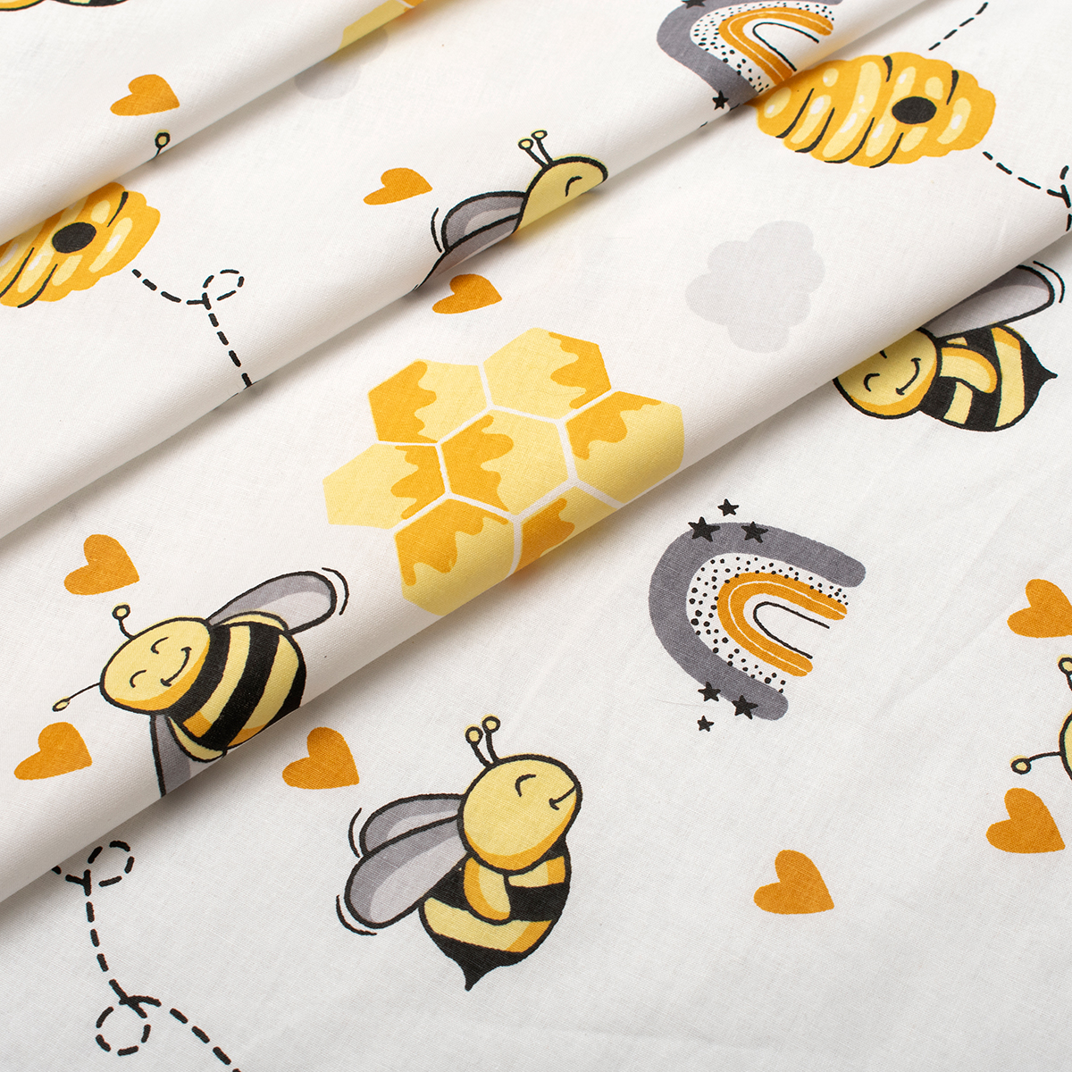 Πάπλωματοθήκη Κούνιας (120X160) Dimcol Honey Bee 545 White-Yellow Βρεφικά Προίκα Μωρού Παπλωματοθήκες Βρεφικές Spitishop