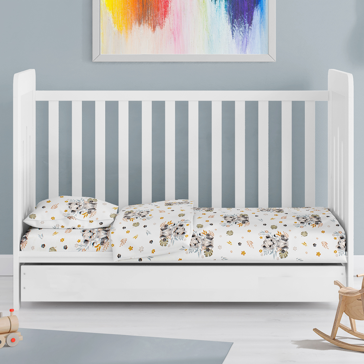 Σεντόνι Κούνιας Με Λάστιχο (70x140+15) Dimcol Lion Cub 531 Grey