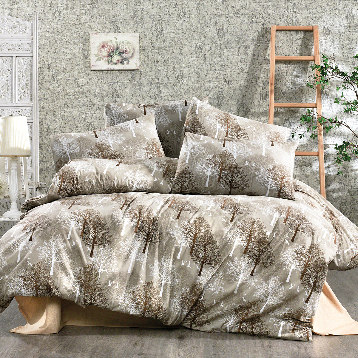 Παπλωματοθήκη Μονή (160x240) Dimcol Forest 311 Beige