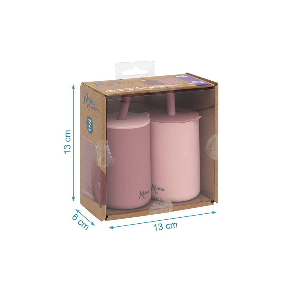 Ποτήρια Εκπαιδευτικα 180Ml με Καλαμάκι (Σετ 2Τμχ) Kiokids Ροζ 3508 Παιδικά Είδη Φαγητού & Αξεσουάρ Σερβιρίσματος Εκπαίδευσης Spitishop