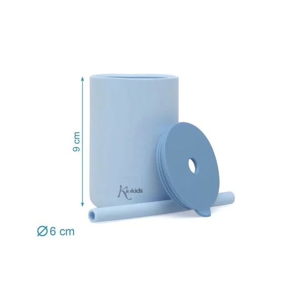 Ποτήρια Εκπαιδευτικά 180ml Με Καλαμάκι (Σετ 2τμχ) Kiokids Σιέλ 3509