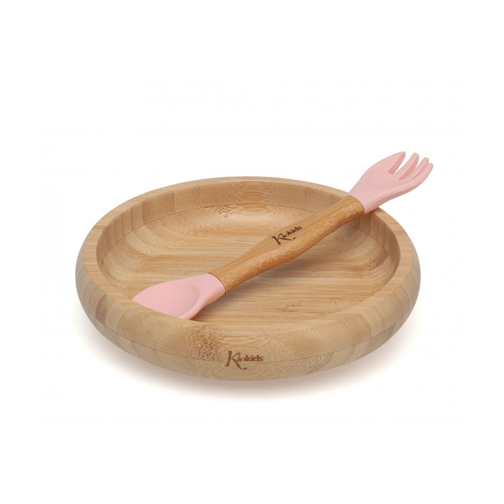 Παιδικό Σετ Φαγητού 2τμχ Kiokids Bamboo Ροζ 3486