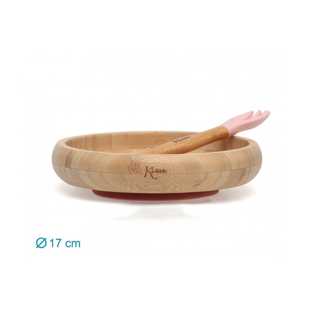 Παιδικό Σετ Φαγητού 2τμχ Kiokids Bamboo Ροζ 3486