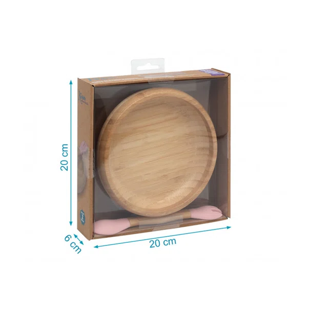 Παιδικό Σετ Φαγητού 2τμχ Kiokids Bamboo Ροζ 3486