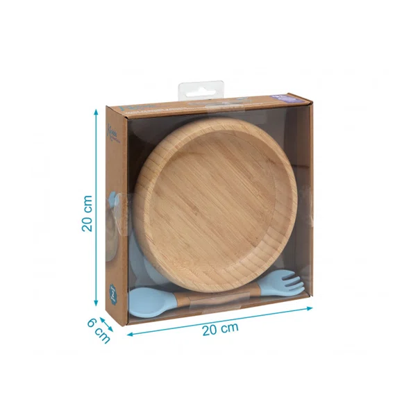 Παιδικό Σετ Φαγητού 2τμχ Kiokids Bamboo Σιέλ 3506