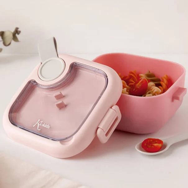 Φαγητοδοχείο & Κουτάλι (Σετ) 750ml Kiokids Pink 3535